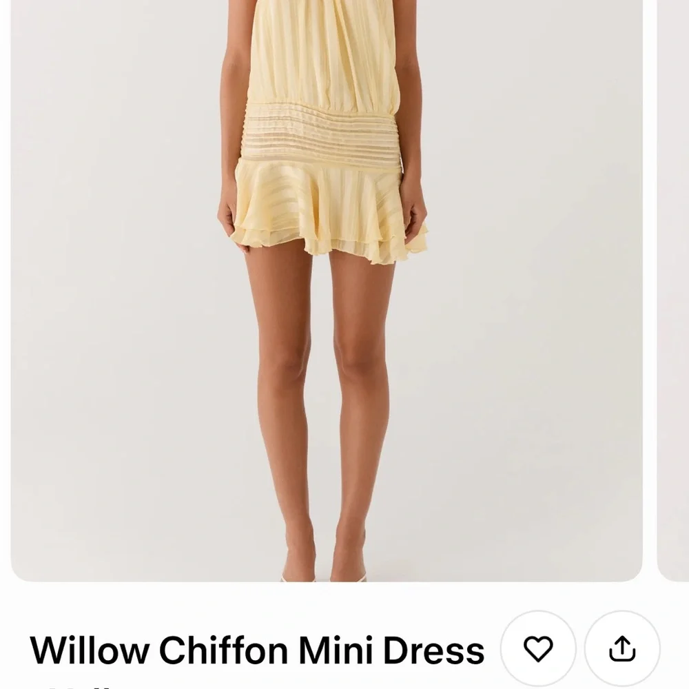 Peppermayo Willow Chiffon Mini Dress in Pale Yellow - Picture 2 of 3